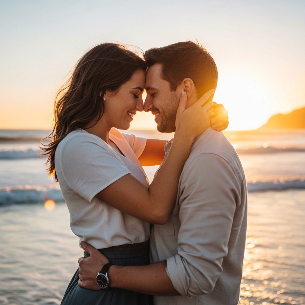 Happy couple hugging