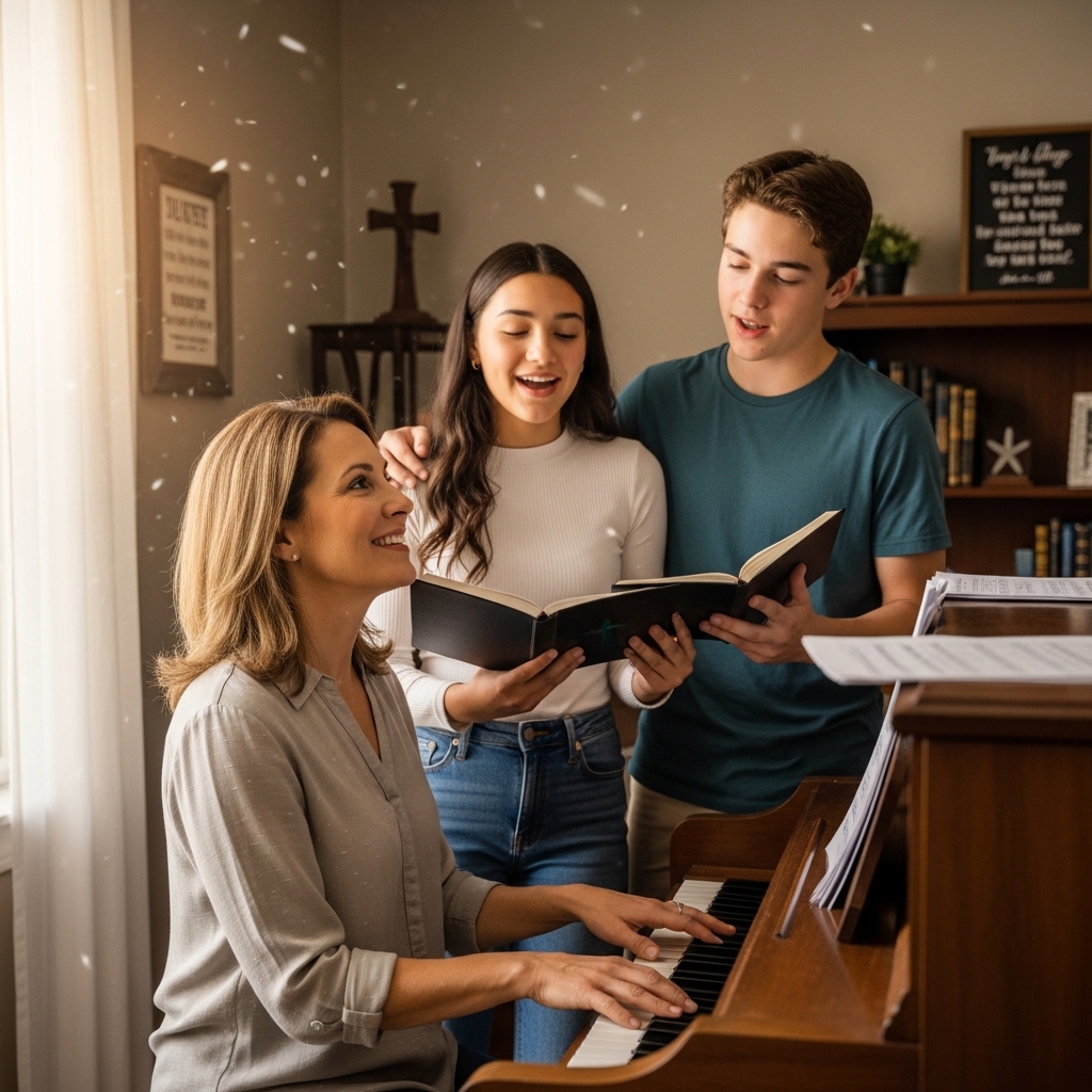 Family singing Christian Songs